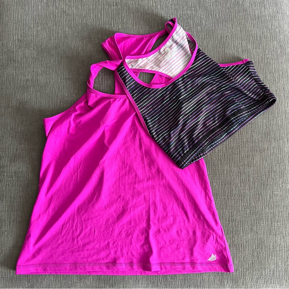 Womens FREE2B 2 Piece Attached Sports Bra & Racerback Tank Top Size Medium
